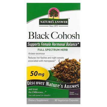 Клопогон, 50 мг, Black Cohosh, повний спектр трав, Nature's Answer, 90 вегетаріанських капсул NTA16126 фото