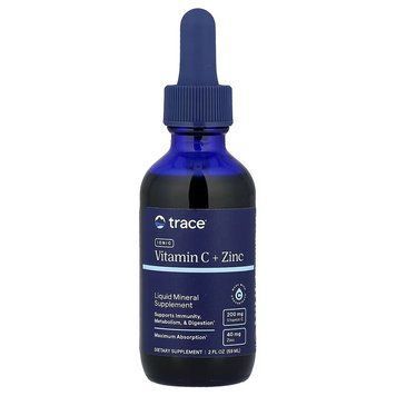 Витамин C и Цинк ионизированные в каплях, Ionic Vitamin C+Zinc, Trace, 59 мл, поддержка иммунной системы TMR00568 фото