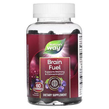 Підтримка пам'яті та концентрації, смак винограду, Brain Fuel, Nature's Way, 60 жувальних цукерок NWY14346 фото